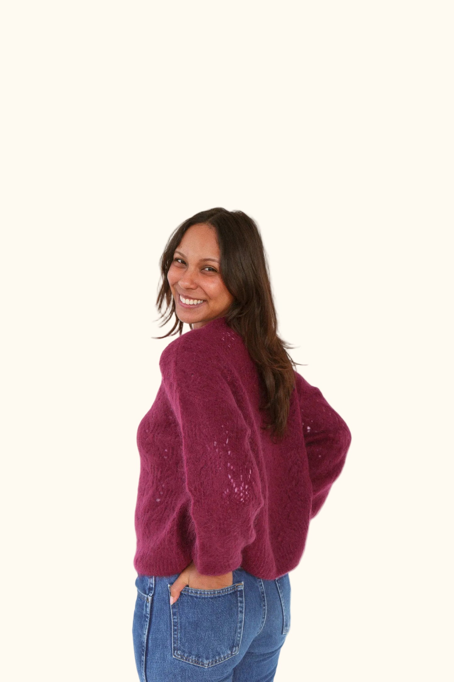 Isabeau Openwork Cardigan | Red Wine