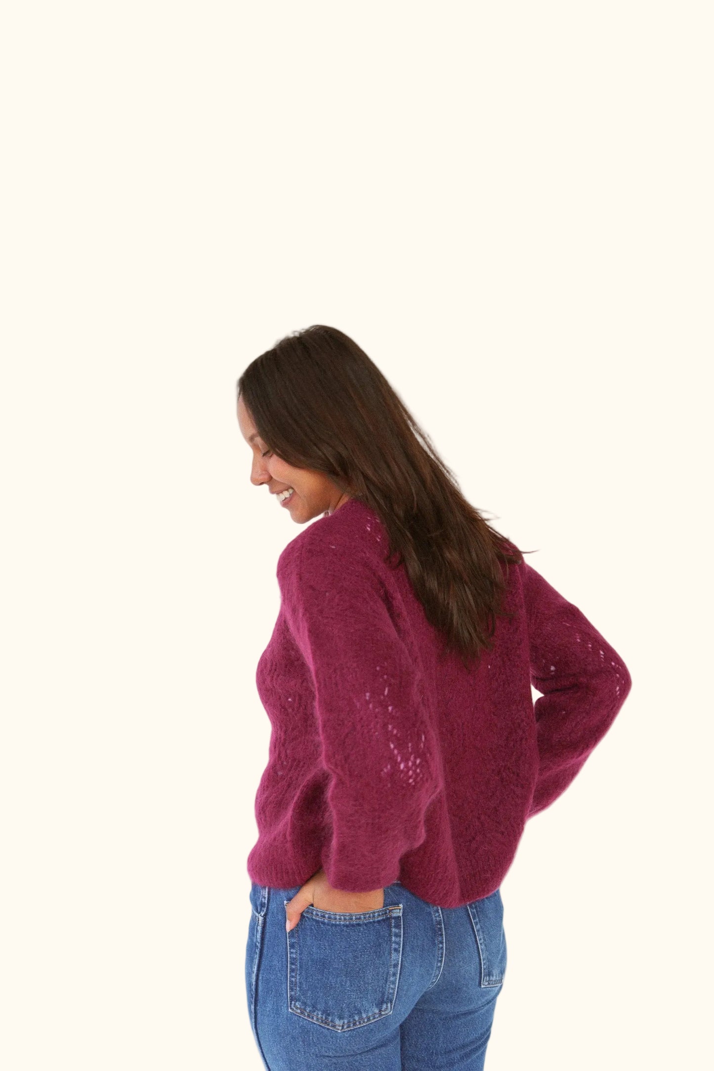 Isabeau Openwork Cardigan | Red Wine