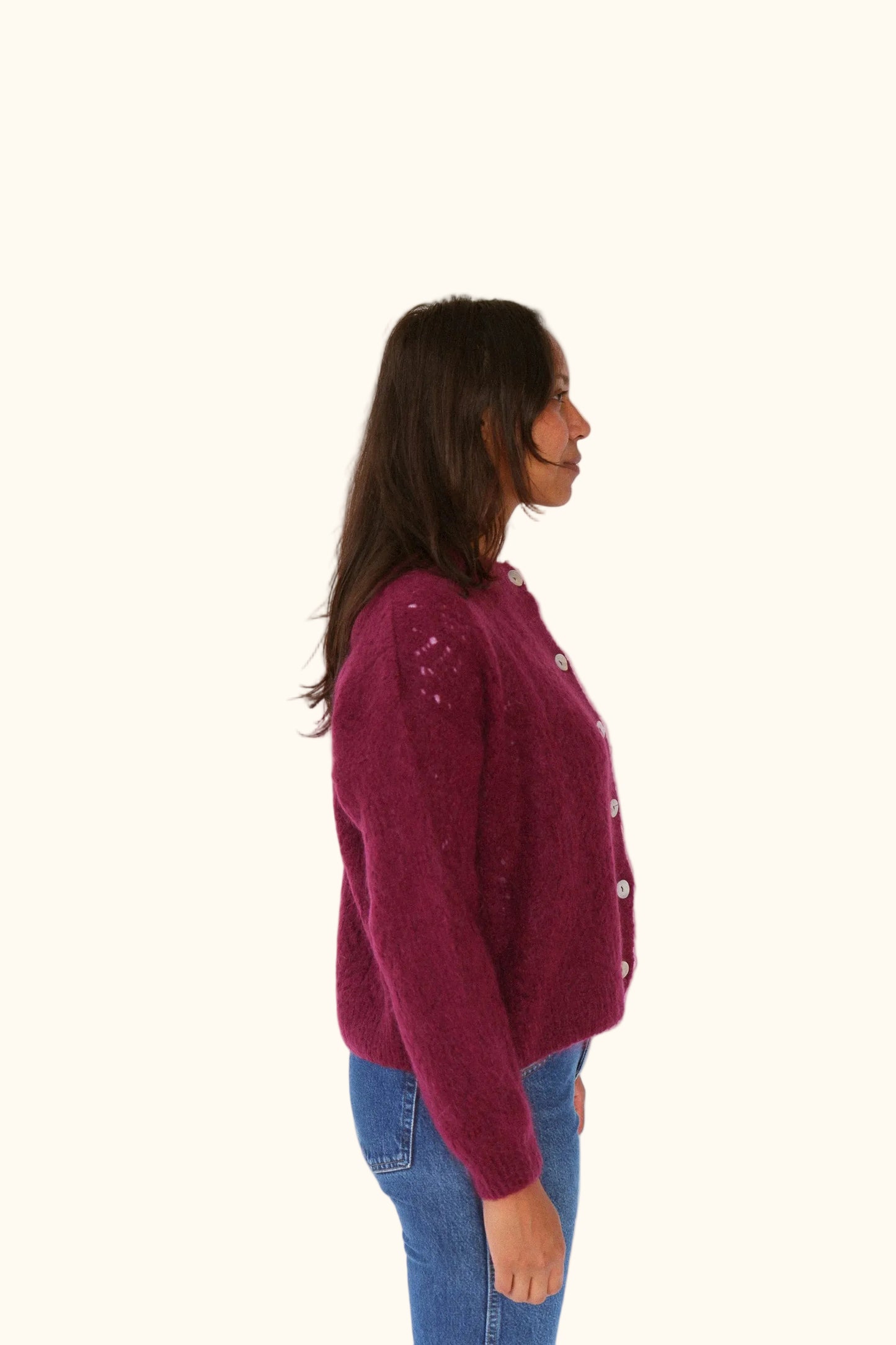 Isabeau Openwork Cardigan | Red Wine