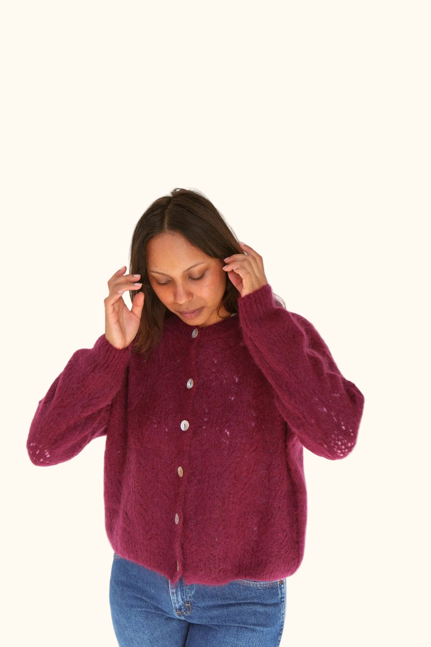 Isabeau Openwork Cardigan | Red Wine